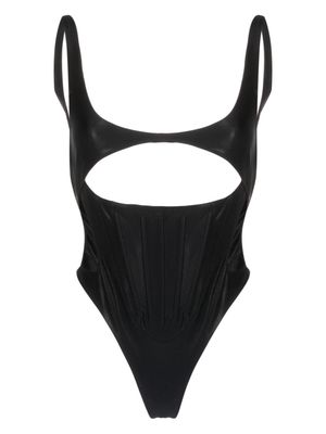 Mugler corseted cut-out swimsuit - Black