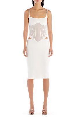 MUGLER Corseted Cutout Body-Con Dress in Ivory