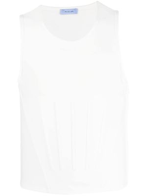 Mugler corseted jersey tank top - White