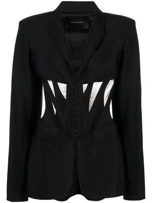 Mugler corseted mesh-detail blazer - Black