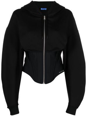 Mugler corseted organic cotton hoodie - Black