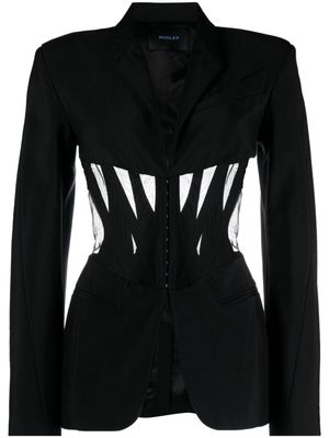 Mugler corseted virgin wool-blend blazer - Black