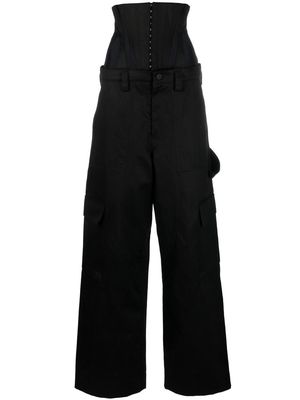 Mugler corseted wide-leg cargo trousers - Black