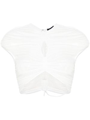 Mugler cropped mesh T-shirt - White