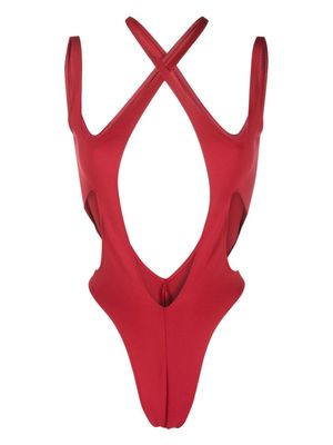 Mugler cut-out sleeveless swimsuit - Red