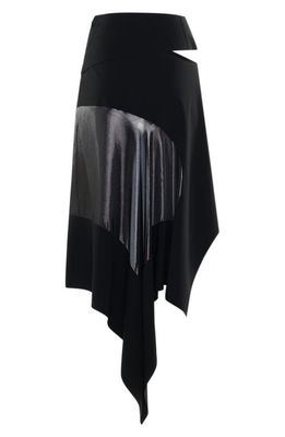 MUGLER Cutout Asymmetric Hem Silk Blend Skirt in B1999 Black /Black