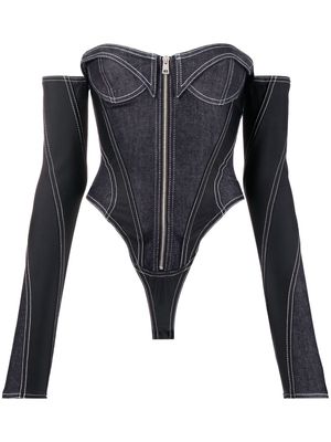 Mugler denim corset bodysuit - Blue