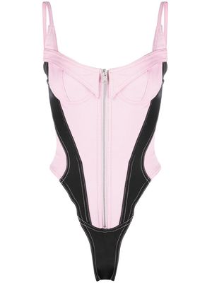 Mugler denim corset top - Pink