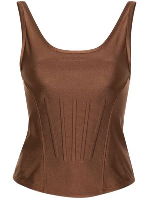 Mugler embossed-logo corset-style top - Brown