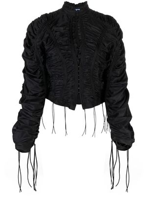 Mugler gathered drawstring-embellished bomber jacket - Black