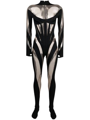 Mugler Iconic cut-out detail panelled catsuit - Black