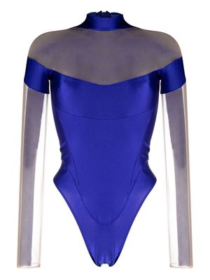 Mugler illusion long-sleeve bodysuit - Blue