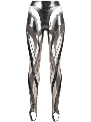Mugler illusion spiral leggings - Silver