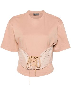 Mugler jersey-corset T-shirt - Brown