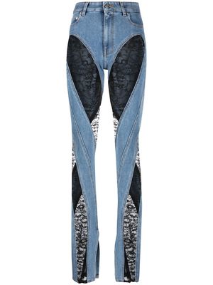 Mugler lace-panel skinny jeans - Blue