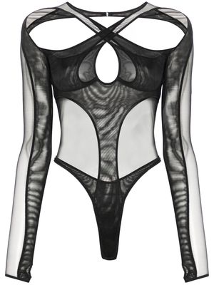 Mugler layered cut-out bodysuit - Black
