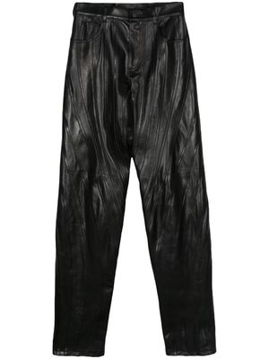Mugler leather low-waist tapered trousers - Black