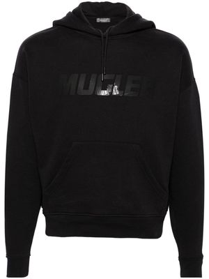 Mugler logo-appliqué cotton blend hoodie - Black