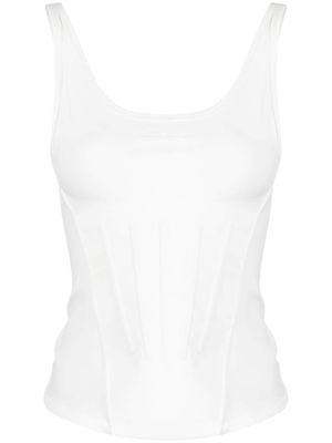 Mugler logo-embossed corset tank top - White