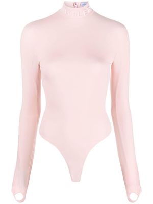 Mugler logo-lettering high-neck bodysuit - Pink