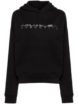 Mugler logo-lettering jersey hoodie - Black