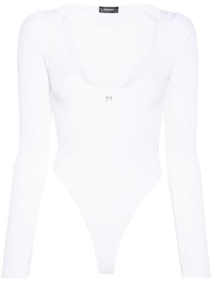 Mugler logo-plaque ribbed-knit jumpsuit - White