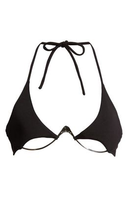MUGLER Logo Underwire Halter Bikini Top in Black