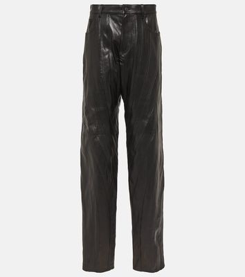 Mugler Low-rise leather straight pants