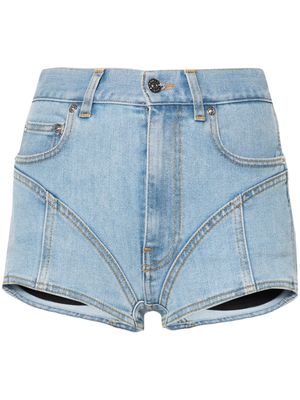 Mugler mid-rise denim shorts - Blue