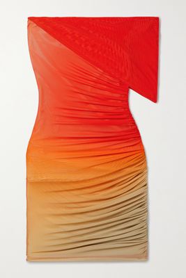 Mugler - Off-the-shoulder Gathered Ombré Stretch-tulle Mini Dress - FR36