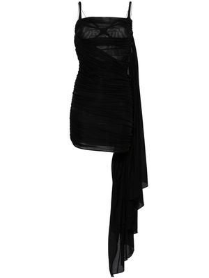 Mugler open-back draped mini dress - Black