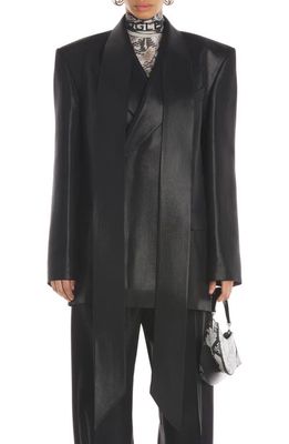 MUGLER Oversize Blazer with Attached Scarf in Black