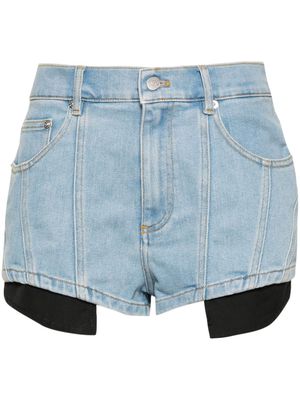Mugler panel-detail denim shorts - Blue