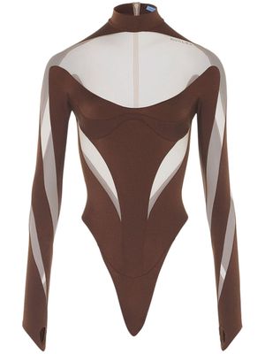 Mugler panelled long-sleeve bodysuit - Brown