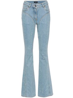 Mugler rhinestone-embellished flared jeans - Blue
