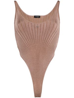Mugler rib-knit bodysuit - Brown