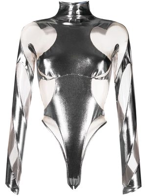 Mugler Rodeo metallic bodysuit - Silver
