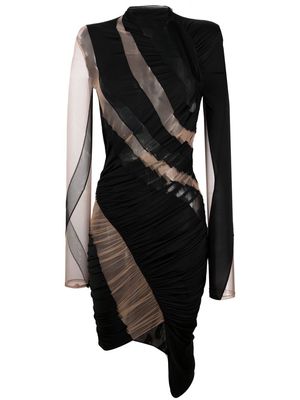 Mugler semi-sheer asymmetric dress - Black