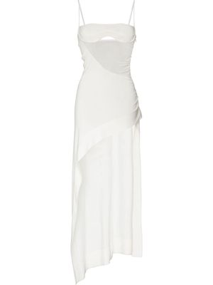 MUGLER semi-sheer asymmetric mini dress - White
