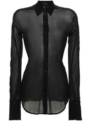 Mugler semi-sheer jersey shirt - Black
