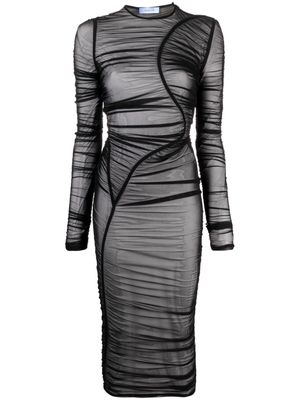 Mugler semi-sheer mesh maxi dress - Black