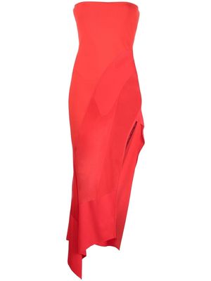 Mugler semi-sheer strapless dress - Red