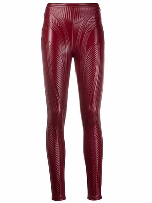 Mugler sheen-finish embossed leggings - Red