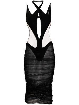Mugler sheer-panel cut-out dress - Black