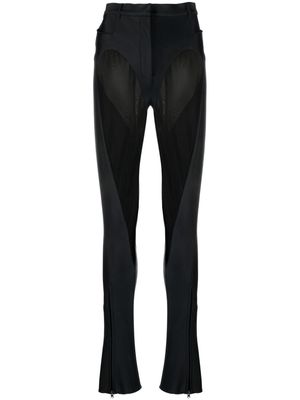 Mugler sheer-panel flared trousers - Black