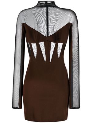 Mugler sheer-panelled corset minidress - Brown