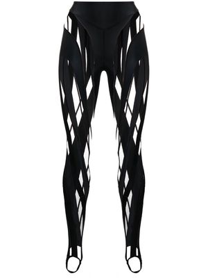 Mugler sheer-panelled leggings - Black