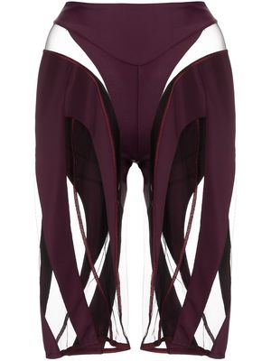 Mugler sheer panelled shorts - Purple