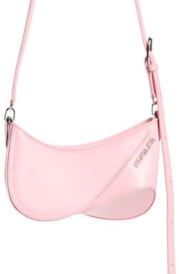 MUGLER Small Spiral Leather Shoulder Bag in Pink