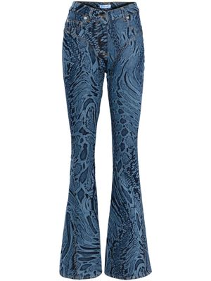 Mugler snake-print flared jeans - Blue